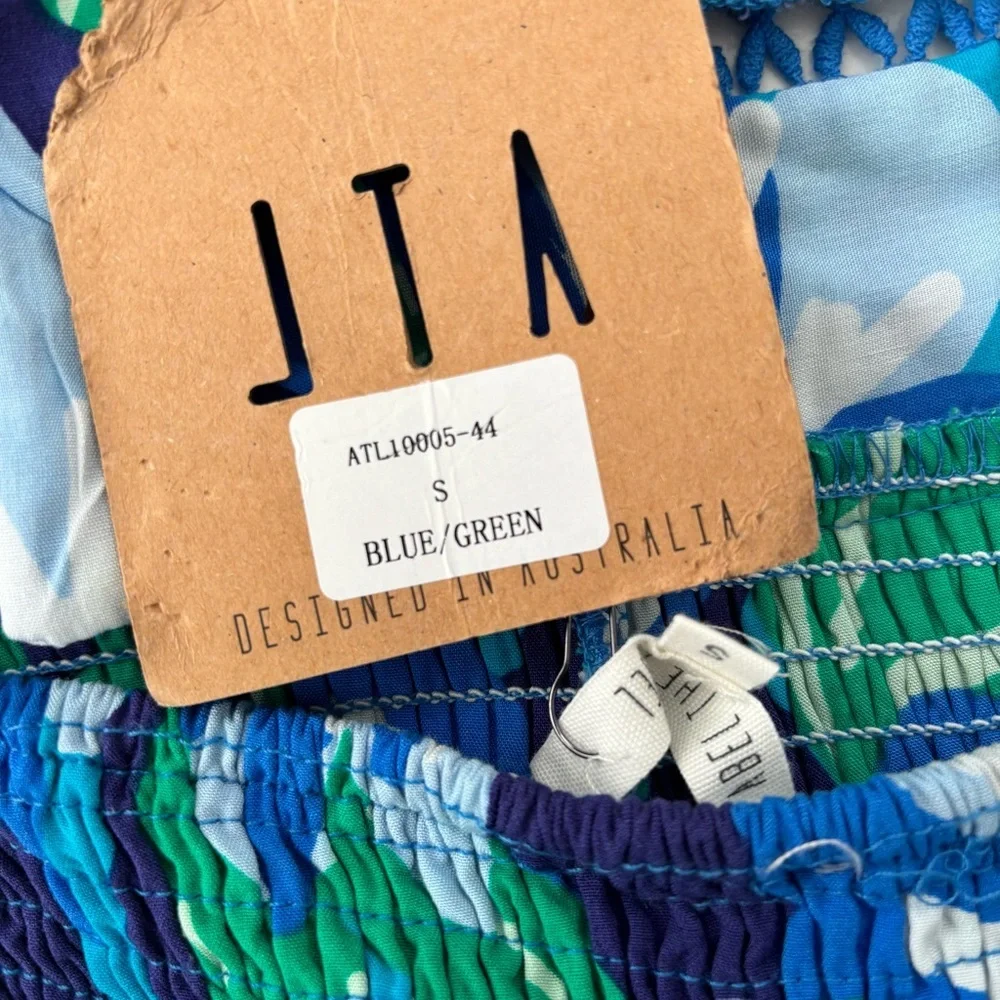 Abel the Label Blue Green Floral Tropical Halter Dress Charlotte Size Small NWT - Picture 10 of 12